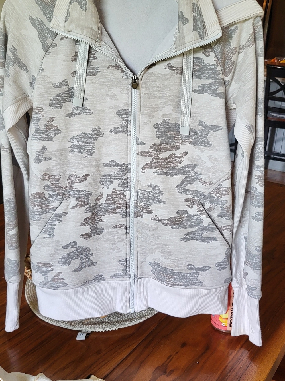 Athleta, Womens, Triumph, Light Gray Camo Zip Hoodie